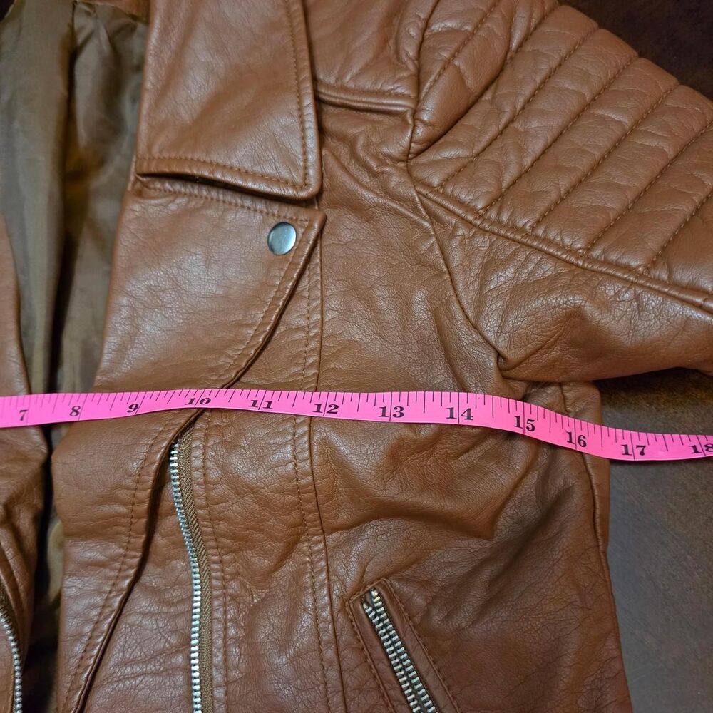 Faux Leather Tan Moto Jacket - Picture 7 of 8